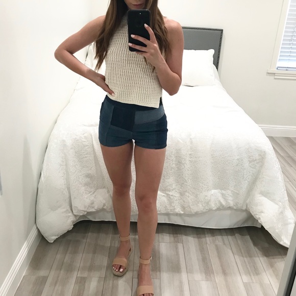 NWT Free People Patchwork Denim Shorts sz 25 - Picture 3 of 8